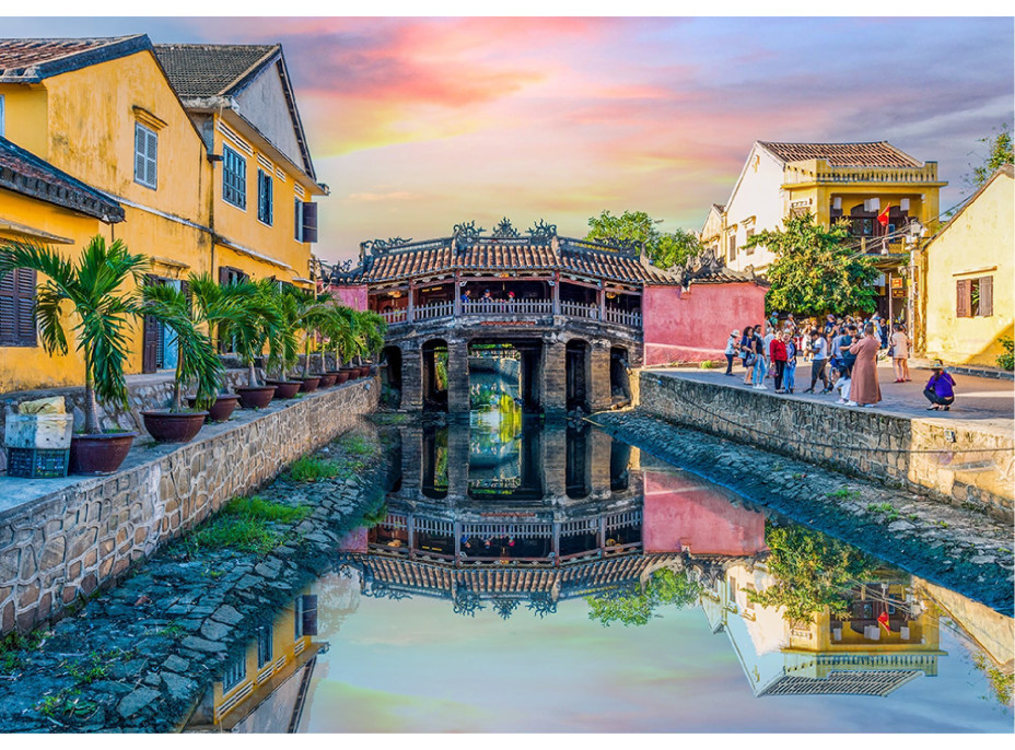 WOODEN CITY Dřevěné puzzle Japonský most ve městě Hoi An, Vietnam 2v1, 505 dílků EKO