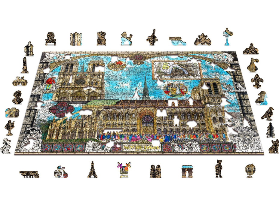 WOODEN CITY Dřevěné puzzle Katedrála Notre-Dame 2v1, 1010 dílků EKO