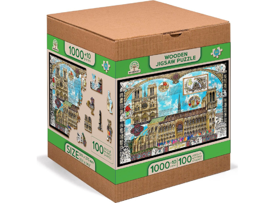 WOODEN CITY Dřevěné puzzle Katedrála Notre-Dame 2v1, 1010 dílků EKO