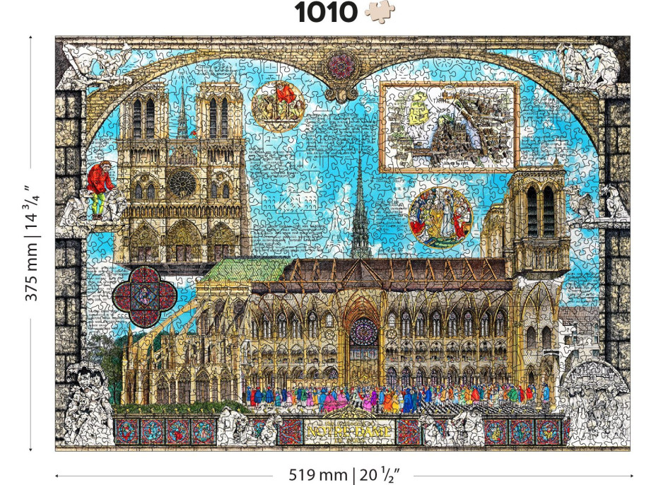 WOODEN CITY Dřevěné puzzle Katedrála Notre-Dame 2v1, 1010 dílků EKO