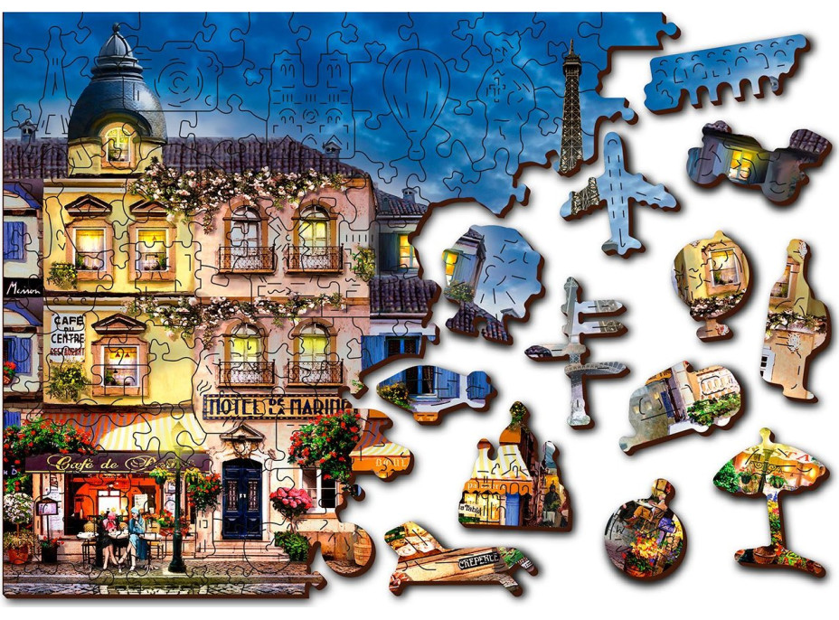 WOODEN CITY Dřevěné puzzle Snídaně v Paříži 2v1, 150 dílků EKO