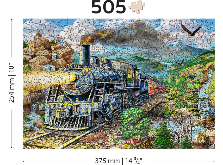 WOODEN CITY Dřevěné puzzle Železnice 2v1, 505 dílků EKO