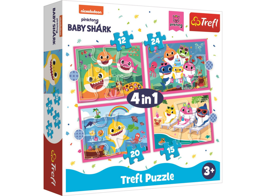 TREFL Puzzle Baby Shark: Rodina 4v1 (12,15,20,24 dílků)