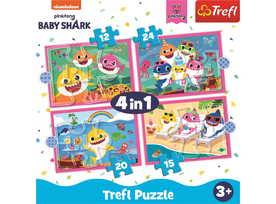 TREFL Puzzle Baby Shark: Rodina 4v1 (12,15,20,24 dílků)