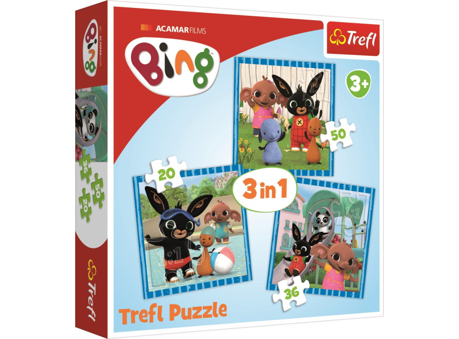 TREFL Puzzle Bing: Zábava s přáteli 3v1 (20,36,50 dílků)