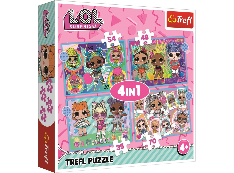 TREFL Puzzle LOL Surprise: Seznamte se s panenkami 4v1 (35,48,54,70 dílků)