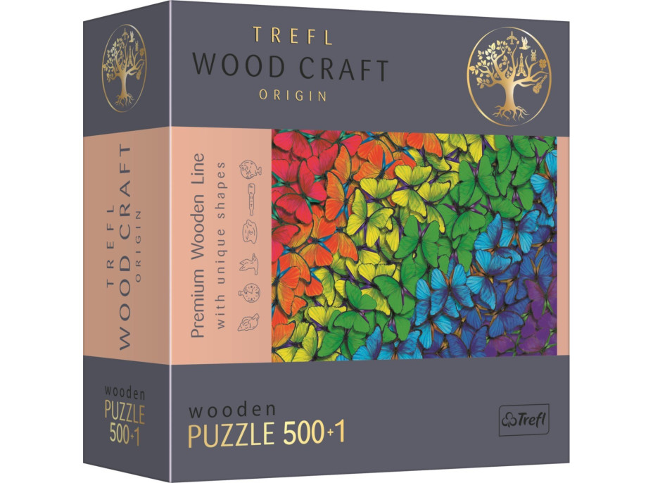 TREFL Wood Craft Origin puzzle Duhoví motýli 501 dílků