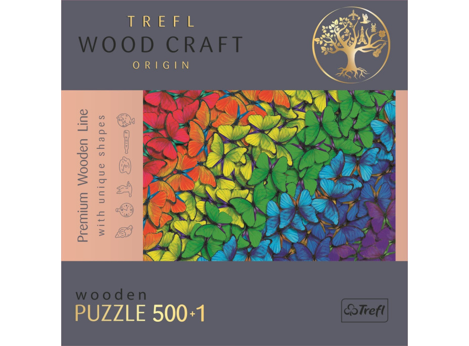 TREFL Wood Craft Origin puzzle Duhoví motýli 501 dílků