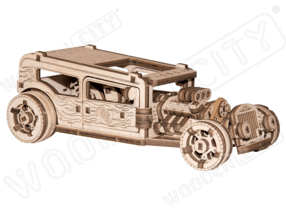 WOODEN CITY 3D puzzle Automobil Hot Rod 141 dílů