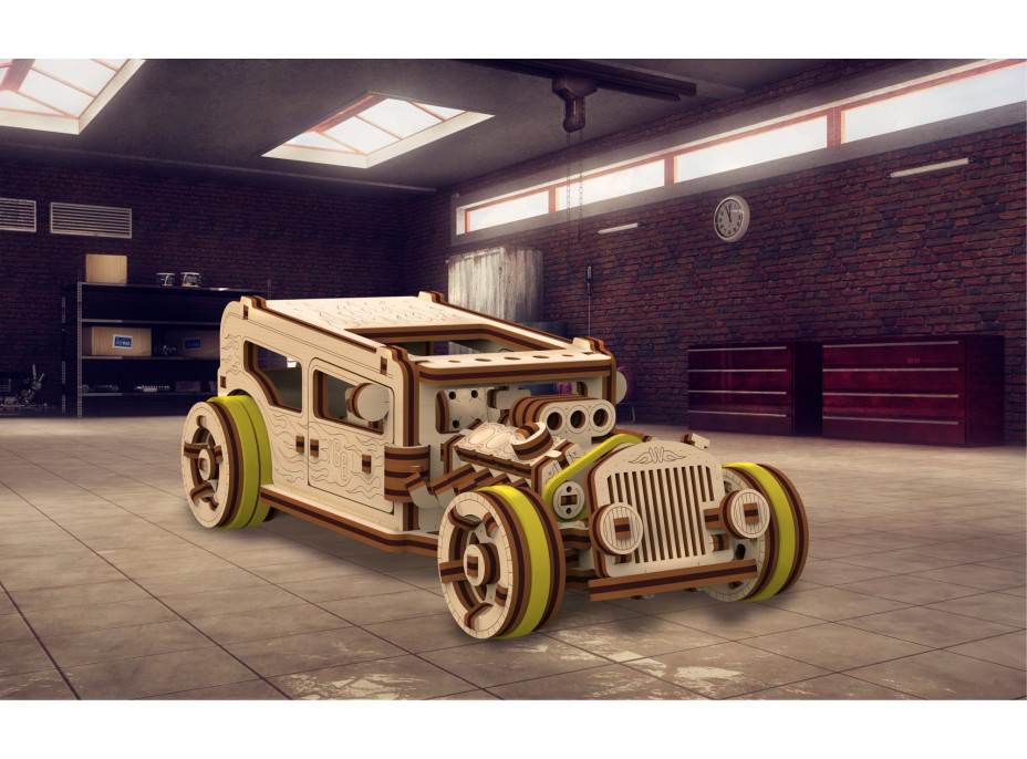 WOODEN CITY 3D puzzle Automobil Hot Rod 141 dílů