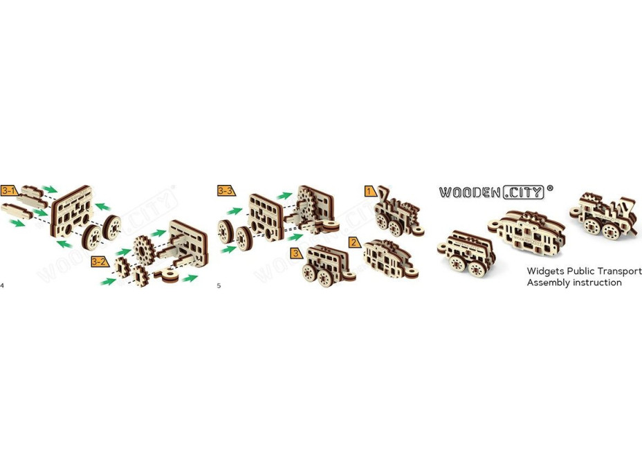 WOODEN CITY 3D puzzle mini sada Widgets: Dopravní prostředky 36 dílků