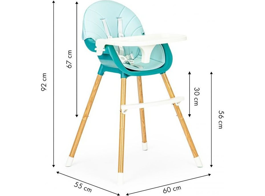 ECOTOYS Jídelní židlička 2v1 Modrá