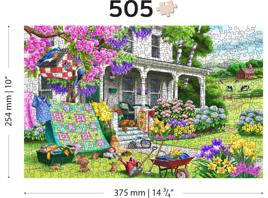 WOODEN CITY Dřevěné puzzle Venkovská zahrada 2v1, 505 dílků EKO