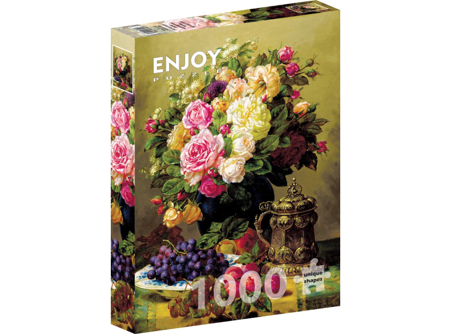 ENJOY Puzzle Jean-Baptiste Robie: Zátiší s růžemi 1000 dílků