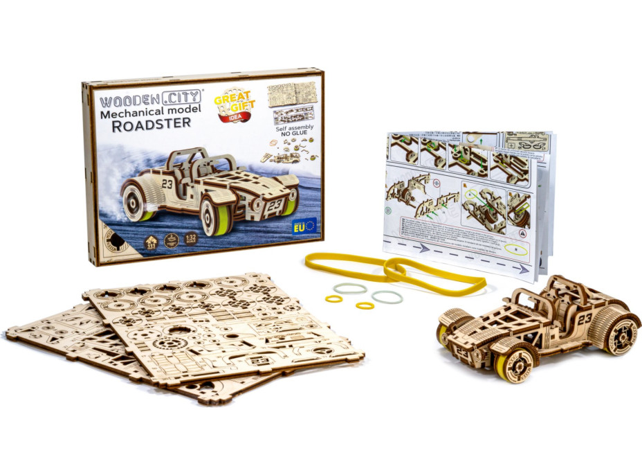 WOODEN CITY 3D puzzle Automobil Roadster 111 dílů