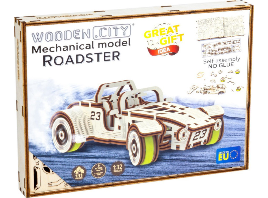 WOODEN CITY 3D puzzle Automobil Roadster 111 dílů