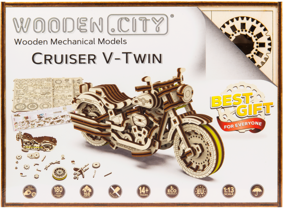 WOODEN CITY 3D puzzle Motocykl Cruiser V-Twin 168 dílů