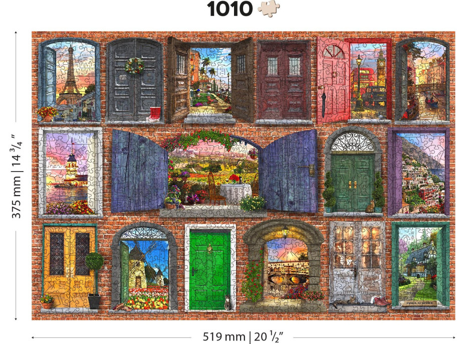 WOODEN CITY Dřevěné puzzle Otevřené a zavřené dveře 2v1, 1010 dílků EKO
