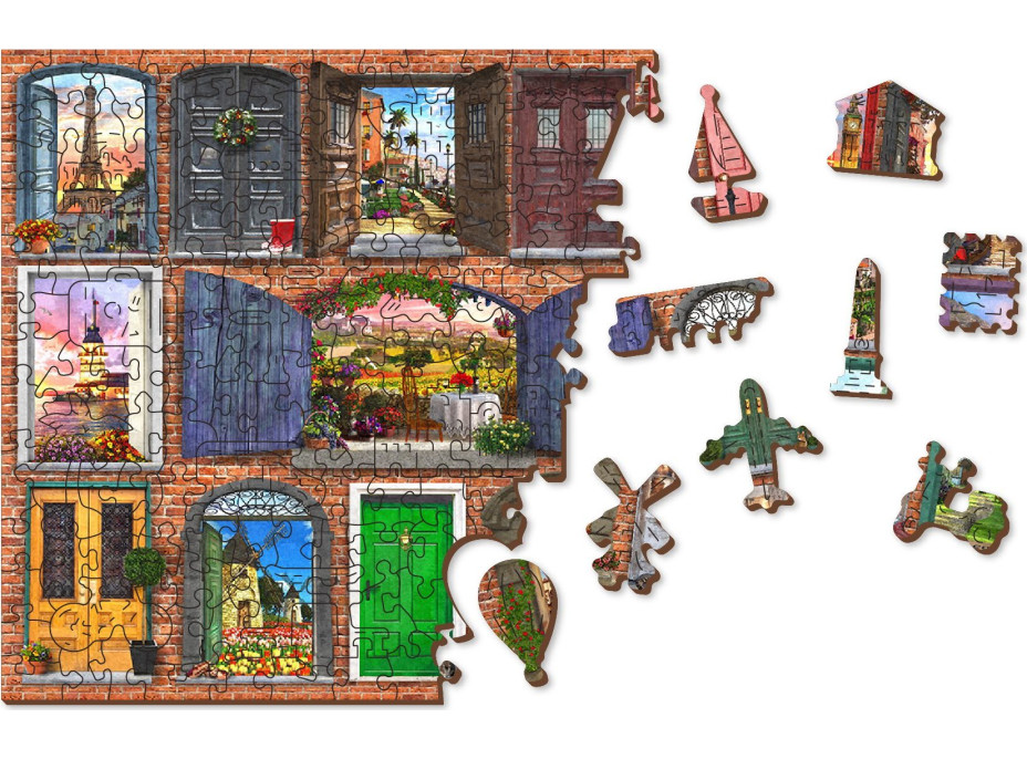WOODEN CITY Dřevěné puzzle Otevřené a zavřené dveře 2v1, 1010 dílků EKO