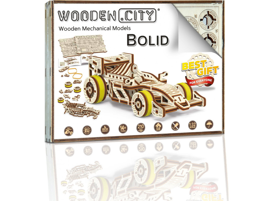 WOODEN CITY 3D puzzle Závodní vůz Bolid 108 dílů