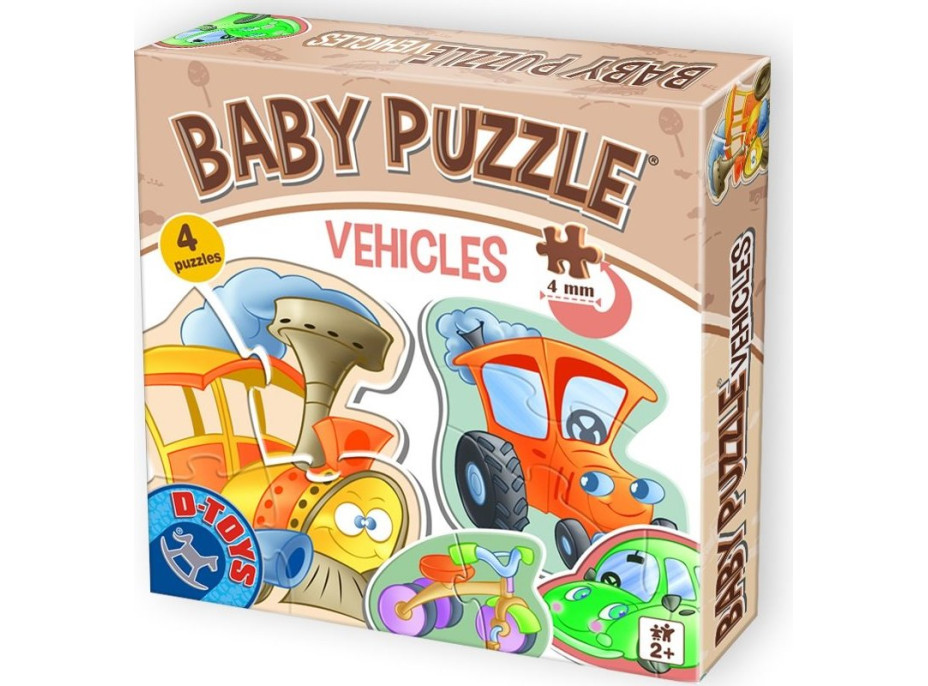 D-TOYS Baby puzzle Dopravní prostředky 4v1 (2-4 dílky)