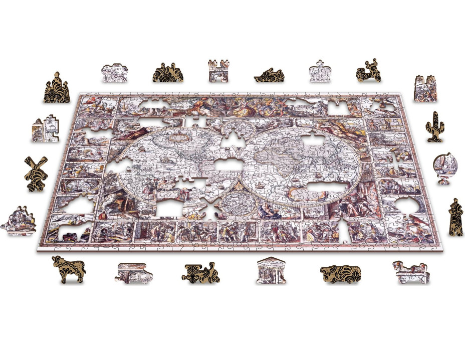 WOODEN CITY Dřevěné puzzle Mapa doby objevů 2v1, 505 dílků EKO