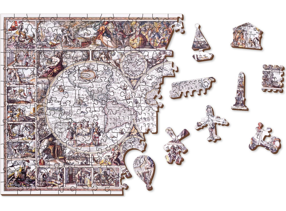 WOODEN CITY Dřevěné puzzle Mapa doby objevů 2v1, 505 dílků EKO