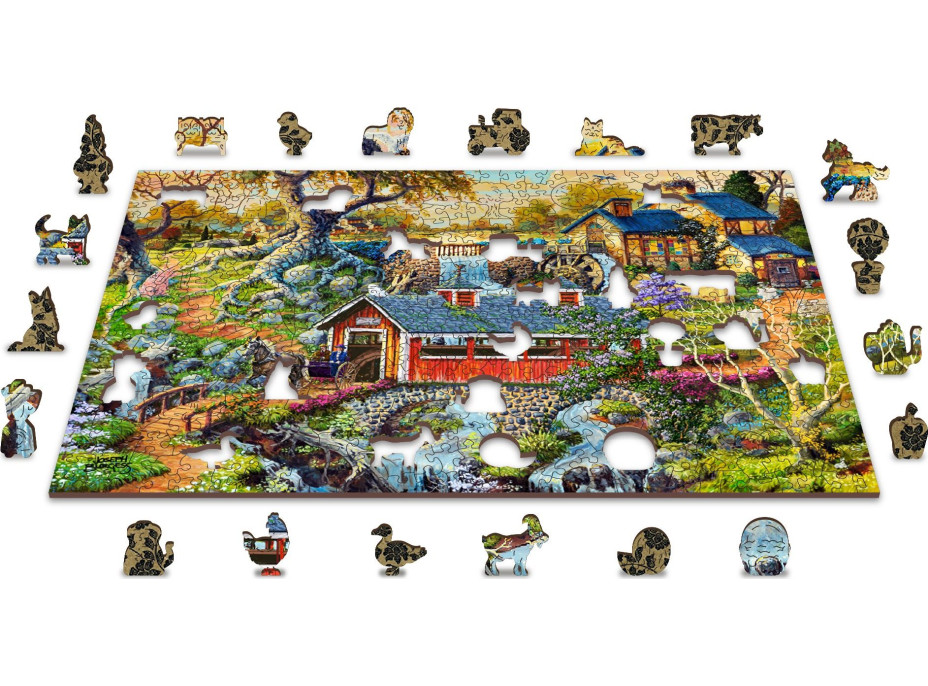 WOODEN CITY Dřevěné puzzle Venkovské mosty 2v1, 505 dílků EKO