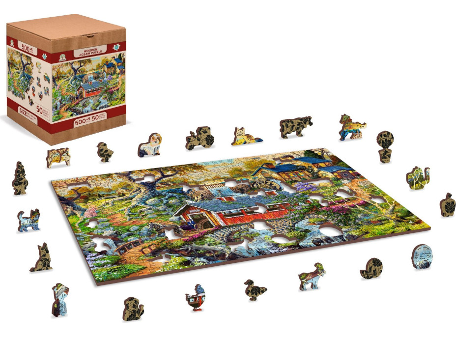 WOODEN CITY Dřevěné puzzle Venkovské mosty 2v1, 505 dílků EKO