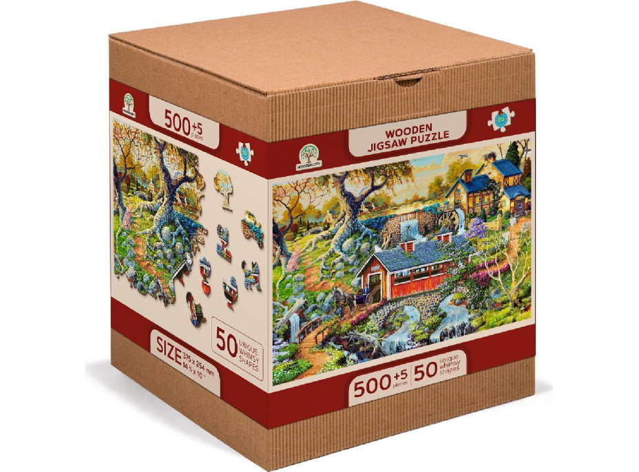 WOODEN CITY Dřevěné puzzle Venkovské mosty 2v1, 505 dílků EKO