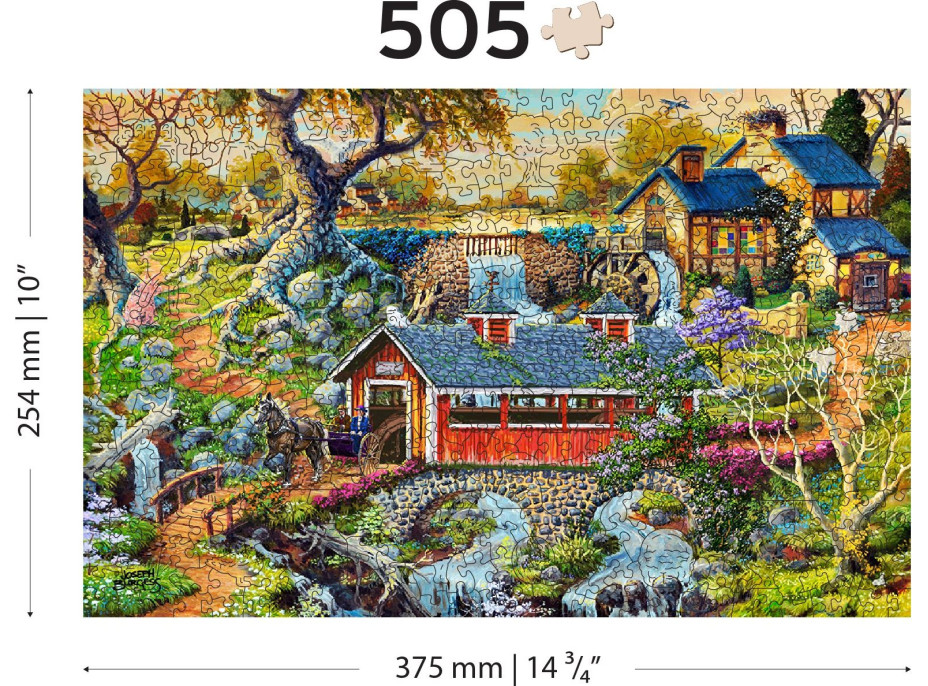 WOODEN CITY Dřevěné puzzle Venkovské mosty 2v1, 505 dílků EKO