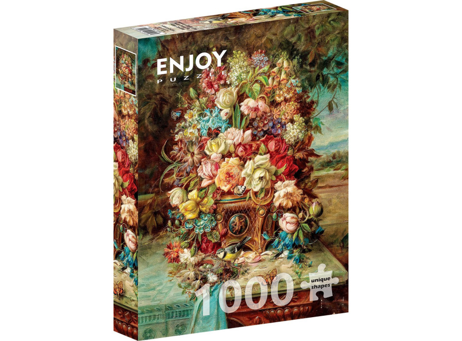 ENJOY Puzzle Květinové zátiší se sýkorkou 1000 dílků