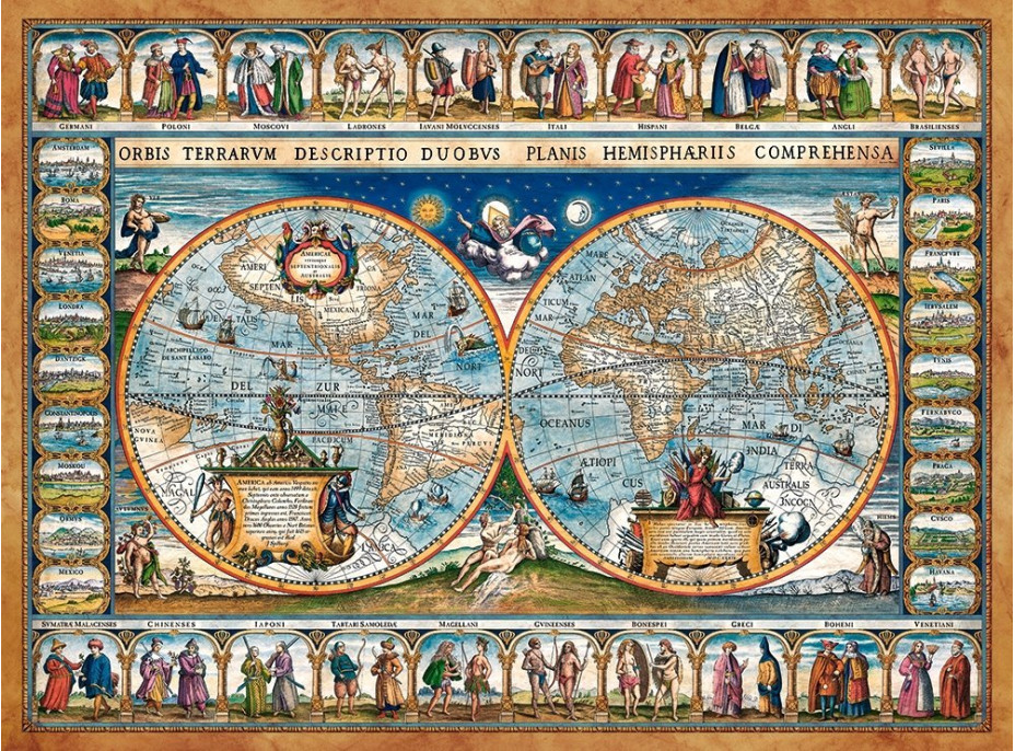 CASTORLAND Puzzle Mapa světa r.1639, 2000 dílků