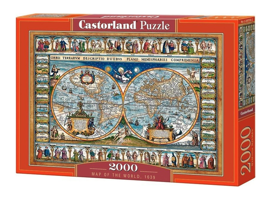 CASTORLAND Puzzle Mapa světa r.1639, 2000 dílků