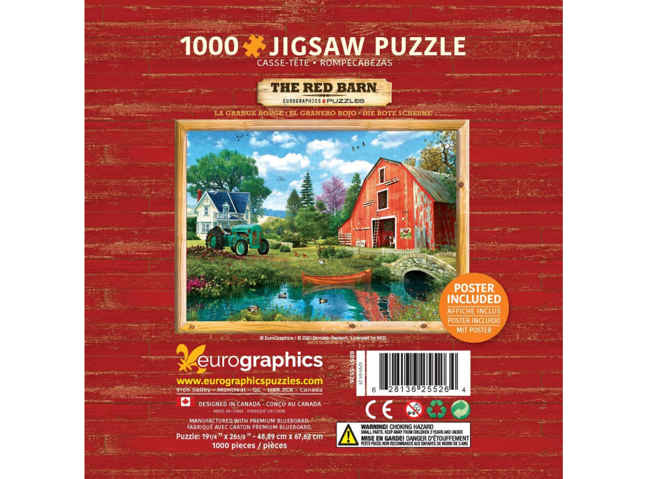 EUROGRAPHICS Puzzle v plechové krabičce Červená stodola 1000 dílků