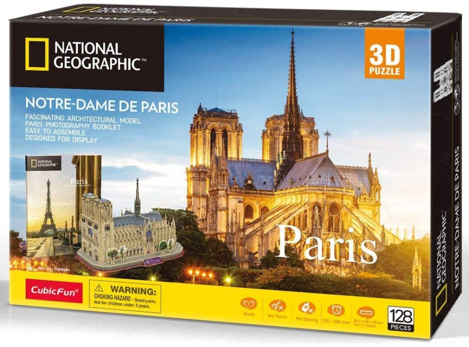 CUBICFUN 3D puzzle National Geographic: Katedrála Notre-Dame 128 dílků