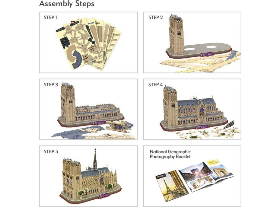 CUBICFUN 3D puzzle National Geographic: Katedrála Notre-Dame 128 dílků