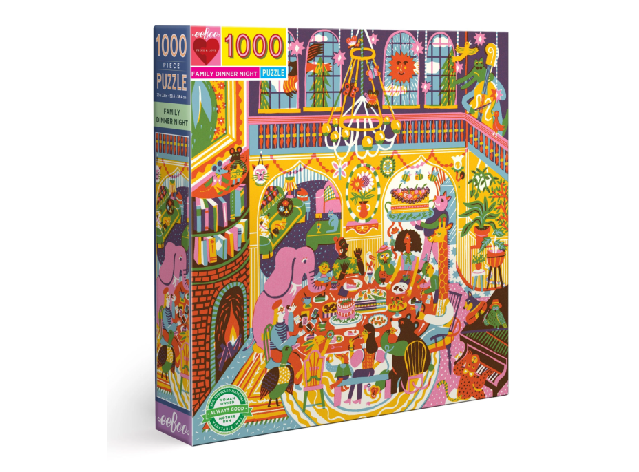 EEBOO Čtvercové puzzle Rodinná večeře 1000 dílků