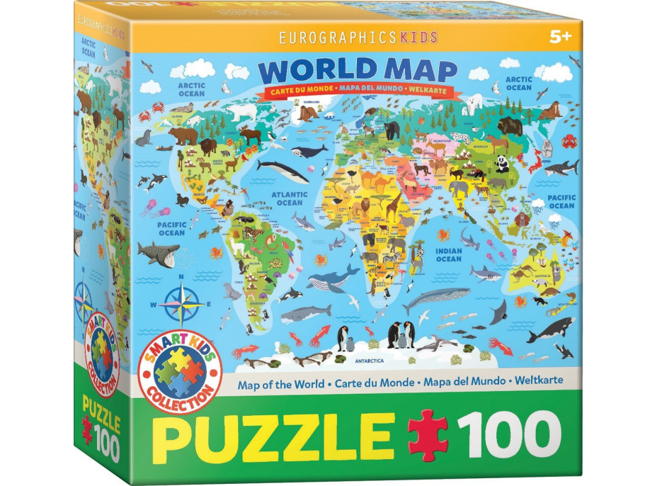 EUROGRAPHICS Puzzle Ilustrovaná mapa světa 100 dílků