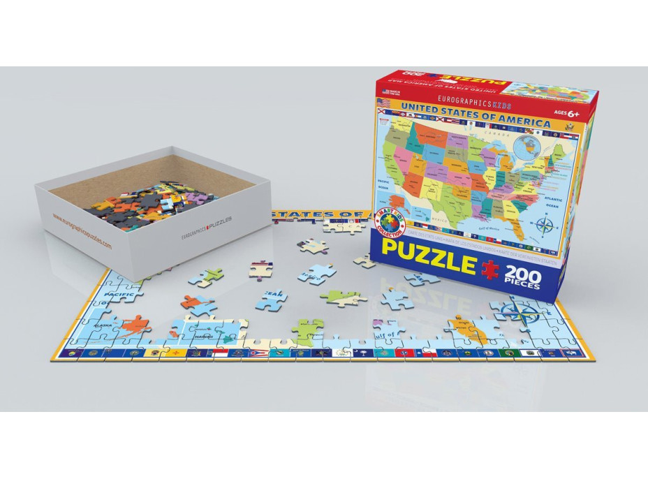 EUROGRAPHICS Puzzle Mapa Spojených států Amerických 200 dílků