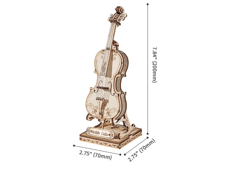 ROBOTIME Rolife 3D dřevěné puzzle Violoncello 58 dílků