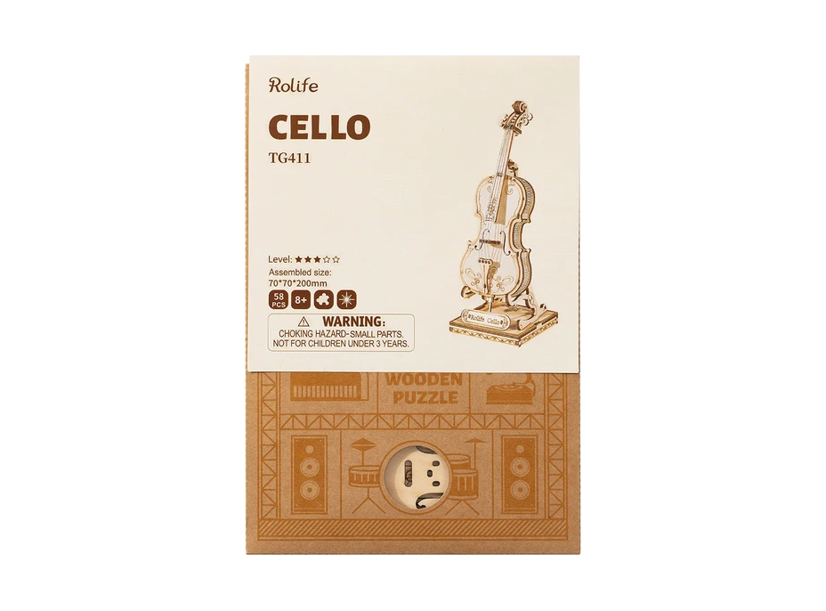 ROBOTIME Rolife 3D dřevěné puzzle Violoncello 58 dílků