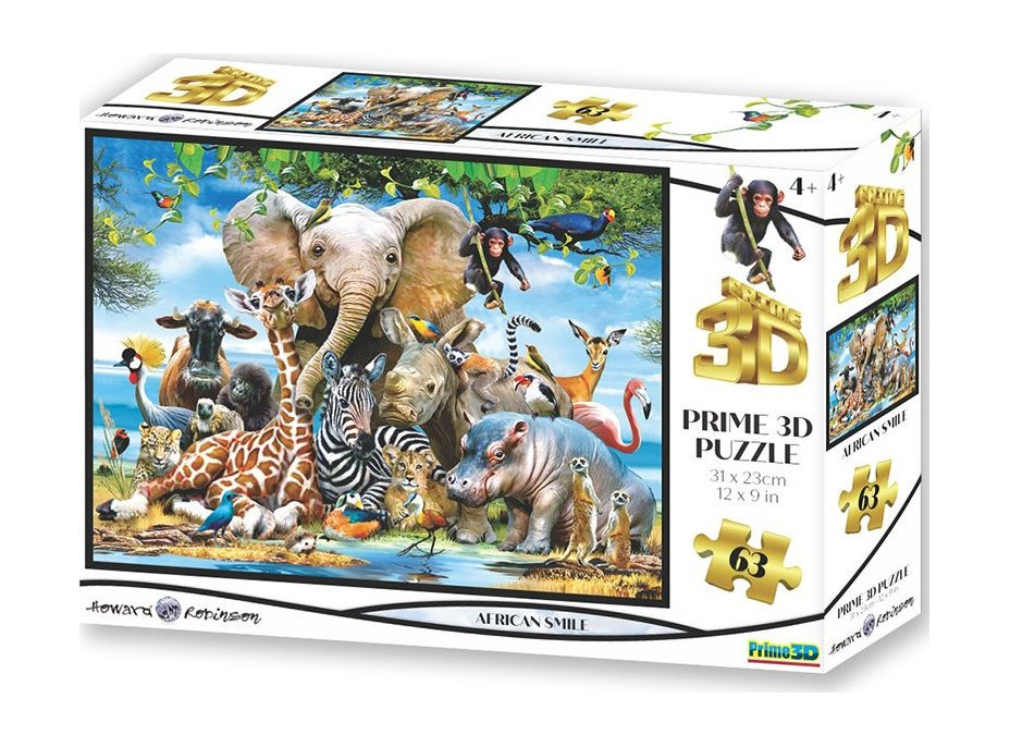 PRIME 3D Puzzle Africký úsměv 3D 63 dílků