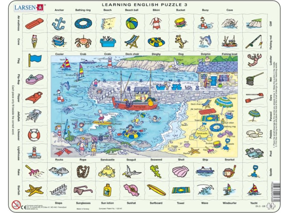 LARSEN Puzzle Angličtina 3: U moře 70 dílků