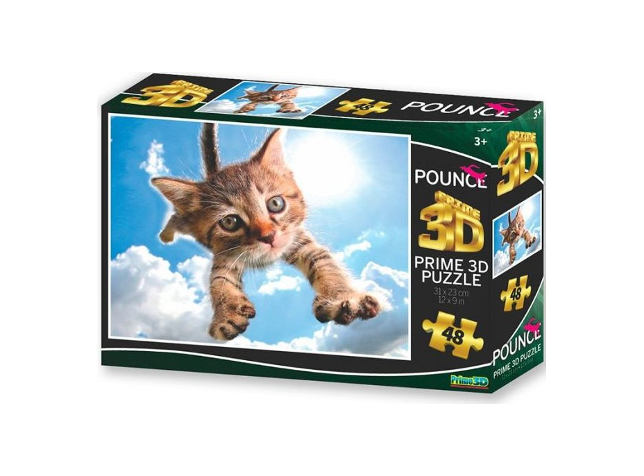 PRIME 3D Puzzle Skákající kočka: Sparkles 3D 48 dílků