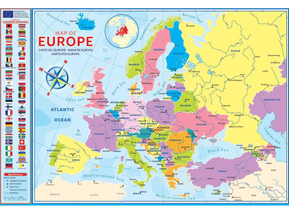 EUROGRAPHICS Puzzle Mapa Evropy 200 dílků