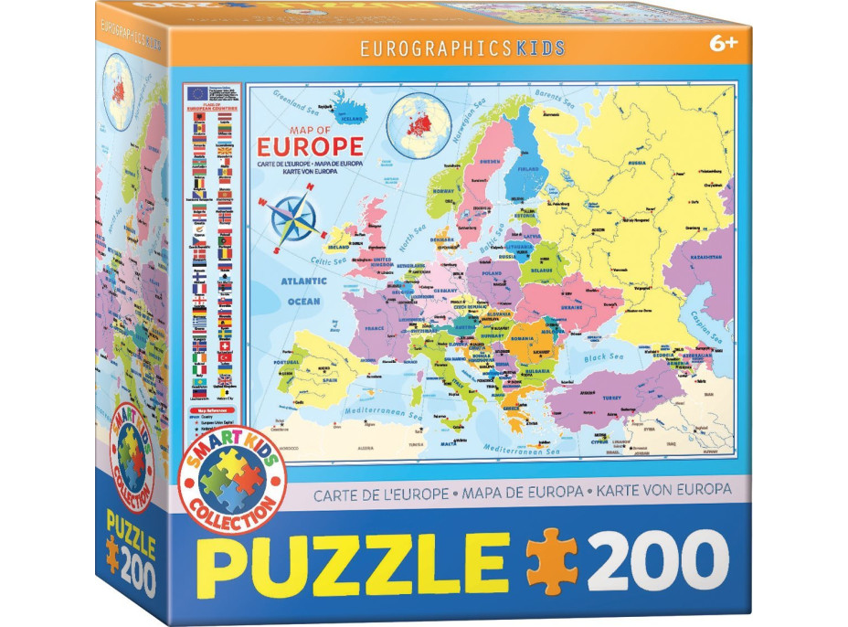 EUROGRAPHICS Puzzle Mapa Evropy 200 dílků