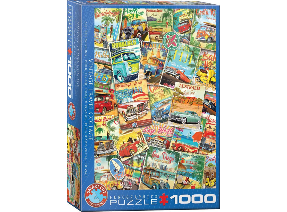 EUROGRAPHICS Puzzle Retro cestovatelská koláž 1000 dílků