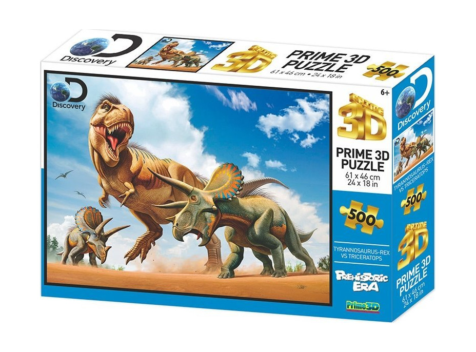 PRIME 3D Puzzle T-Rex vs.Triceratops 3D 500 dílků