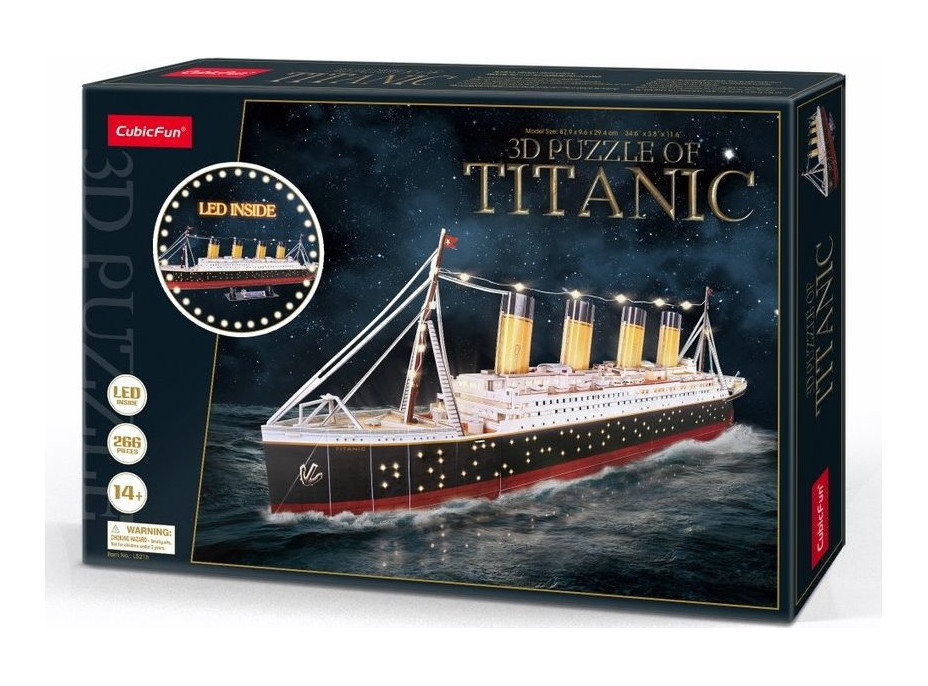 CUBICFUN Svítící 3D puzzle Titanic 266 dílků